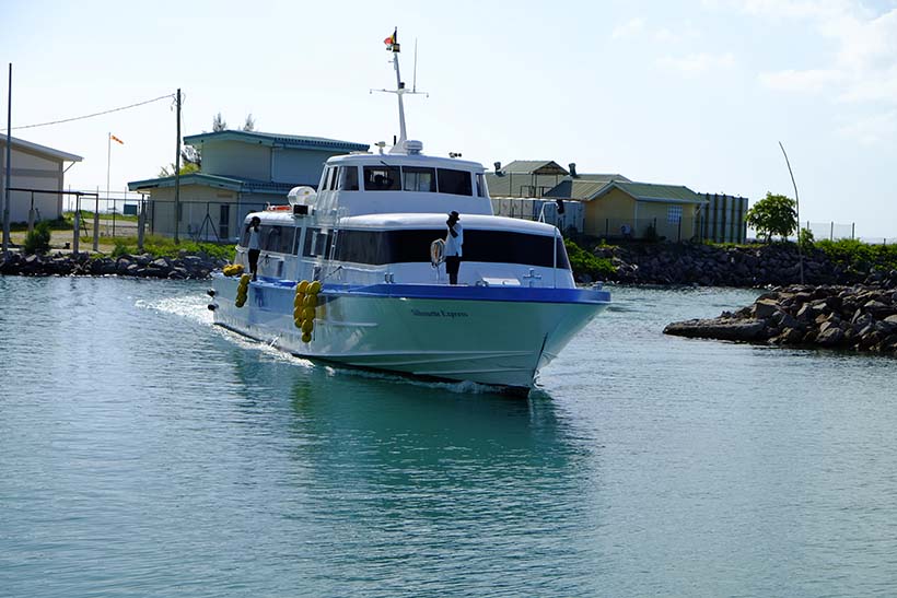 Silhouette island boat